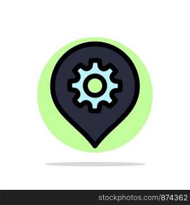 Gear, Setting, Location, Map Abstract Circle Background Flat color Icon