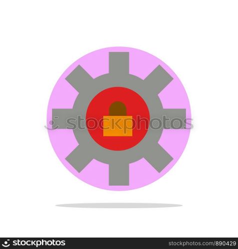 Gear, Setting, Lock, Support Abstract Circle Background Flat color Icon