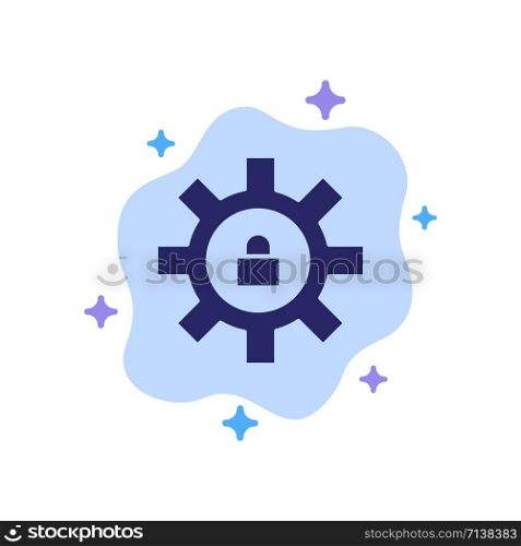 Gear, Setting, Lock, Support Blue Icon on Abstract Cloud Background