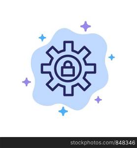 Gear, Setting, Lock, Support Blue Icon on Abstract Cloud Background