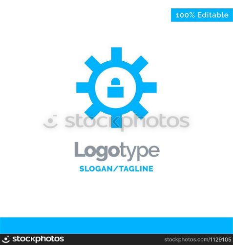 Gear, Setting, Lock, Support Blue Solid Logo Template. Place for Tagline