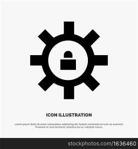 Gear, Setting, Lock, Support solid Glyph Icon vector