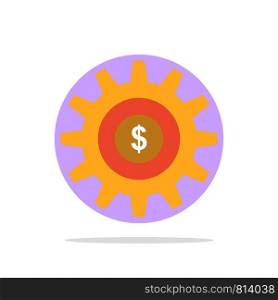 Gear, Setting, Money, Success Abstract Circle Background Flat color Icon