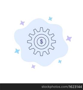 Gear, Setting, Money, Success Blue Icon on Abstract Cloud Background