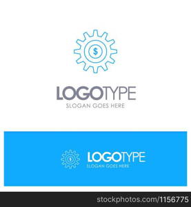 Gear, Setting, Money, Success Blue outLine Logo with place for tagline