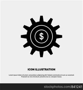 Gear, Setting, Money, Success solid Glyph Icon vector