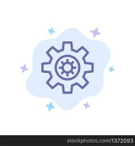 Gear, Setting, Motivation Blue Icon on Abstract Cloud Background