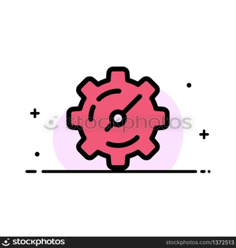 Gear, Setting, Timer Business Flat Line Filled Icon Vector Banner Template
