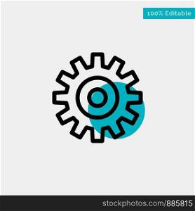 Gear, Setting, Wheel, Cogs turquoise highlight circle point Vector icon