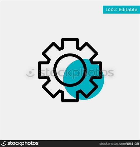 Gear, Setting, Wheel turquoise highlight circle point Vector icon