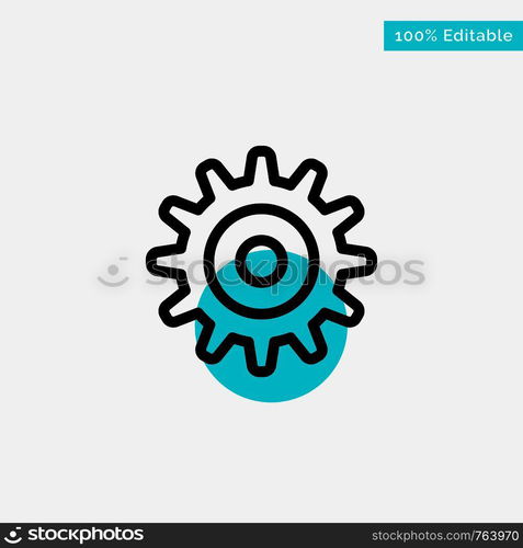 Gear, Setting, Wheel turquoise highlight circle point Vector icon