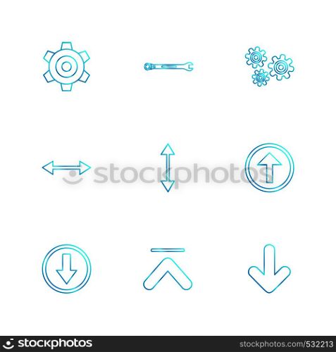 gear , setting , wrench ,arrows , directions , left , right , pointer , download , upload , up , down , play , pause , foword , rewind , icon, vector, design, flat, collection, style, creative, icons