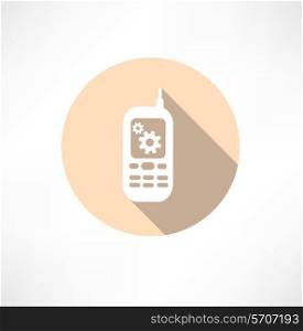 Gear Settings Phone icon Flat modern style vector illustration