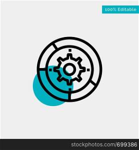 Gear, Settings, Setup, Engine, Process turquoise highlight circle point Vector icon