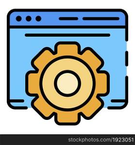Gear site vlog icon. Outline gear site vlog vector icon color flat isolated on white. Gear site vlog icon color outline vector