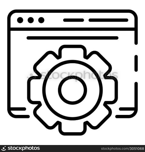 Gear site vlog icon. Outline gear site vlog vector icon for web design isolated on white background. Gear site vlog icon, outline style