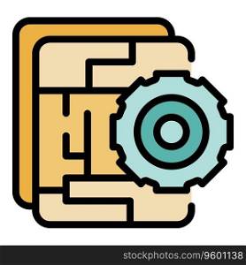 Gear skill icon outline vector. Courage career. Goal determination color flat. Gear skill icon vector flat
