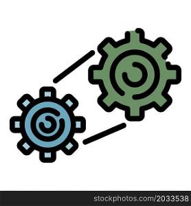 Gear system icon. Outline gear system vector icon color flat isolated. Gear system icon color outline vector