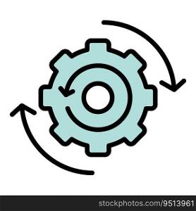 Gear system icon outline vector. Workflow web. Team arrow color flat. Gear system icon vector flat