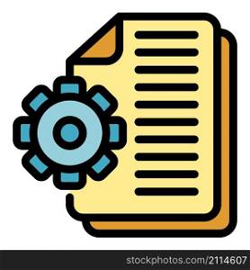 Gear system papers icon. Outline gear system papers vector icon color flat isolated. Gear system papers icon color outline vector