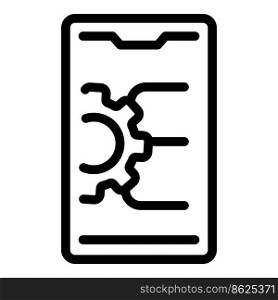 Gear system phone icon outline vector. Data result. Research overview. Gear system phone icon outline vector. Data result