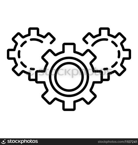Gear teamwork icon. Outline gear teamwork vector icon for web design isolated on white background. Gear teamwork icon, outline style