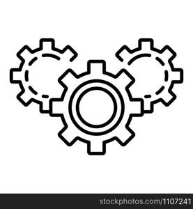 Gear teamwork icon. Outline gear teamwork vector icon for web design isolated on white background. Gear teamwork icon, outline style