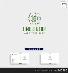 gear time logo line design management industrial vector icon element isolated