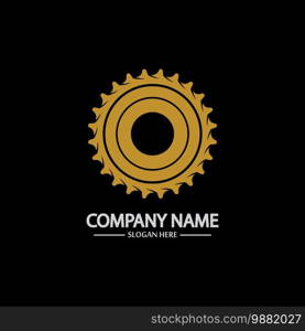 Gear vector logo isolated on a black background. Icon silhouette design template. Simple symbol concept in flat style. Abstract sign  pictogram for web  mobile and infographics.