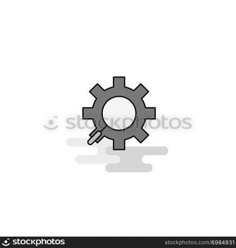 Gear Web Icon. Flat Line Filled Gray Icon Vector