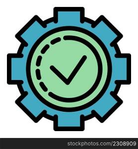 Gear wheel certificate icon. Outline gear wheel certificate vector icon color flat isolated. Gear wheel certificate icon color outline vector