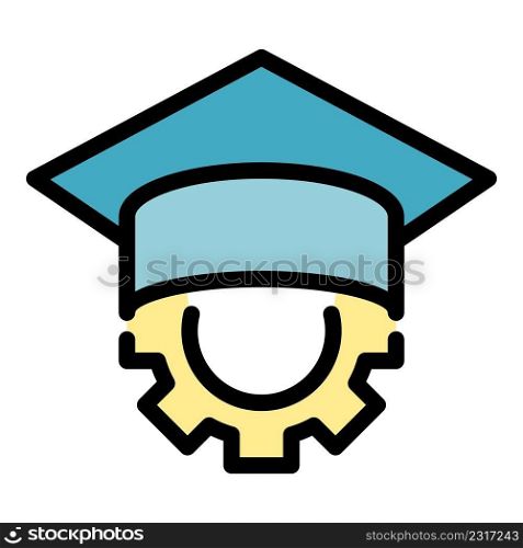 Gear wheel graduation icon. Outline gear wheel graduation vector icon color flat isolated. Gear wheel graduation icon color outline vector