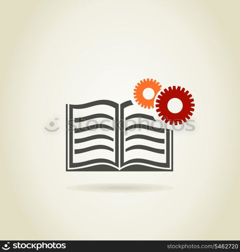 Gear wheel in the book. A vector illustration