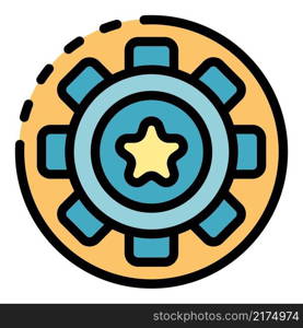 Gear wheel innovation icon. Outline gear wheel innovation vector icon color flat isolated. Gear wheel innovation icon color outline vector