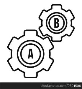 Gear wheel linguist icon. Outline gear wheel linguist vector icon for web design isolated on white background. Gear wheel linguist icon, outline style