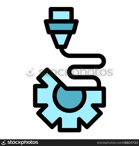 Gear wheel printing icon outline vector. Printer industry. Car engine color flat. Gear wheel printing icon vector flat