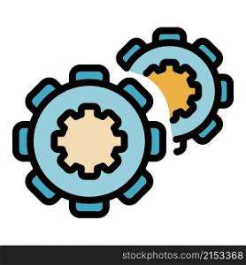 Gear wheel startup icon. Outline gear wheel startup vector icon color flat isolated. Gear wheel startup icon color outline vector