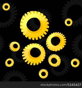 Gear wheel2. Gear wheels of gold colour on a black background. A vector illustration