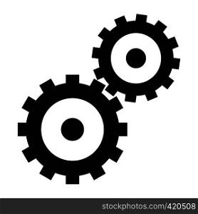 Gear wheels black simple icon isolated on white background. Gear wheels black simple icon