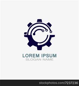 Gear with Circuit vector template logo simple for business technology design