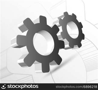 Gear with drawing vector illustration. Gear with drawing vector illustration on light background