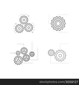 Gear with infographic line illustration vector design