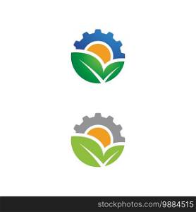 Gear with leaf ecology nature element vector design