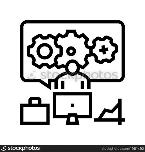 gear working process line icon vector. gear working process sign. isolated contour symbol black illustration. gear working process line icon vector illustration