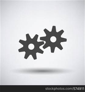 Gears Icon. Dark Gray on Gray Background With Round Shadow. Vector Illustration.