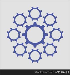 Gears icon in flat design. Vector illustration