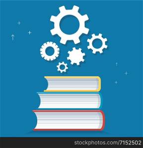 gears icon on books icon design vector illustration, education concepts