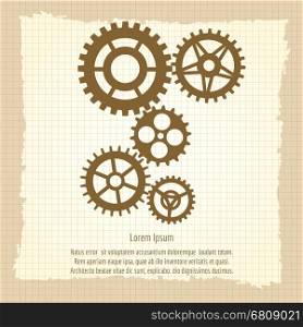 Gears icons combination on vintage background. Gears icons combination vector illustration. Team work concept on vintage background