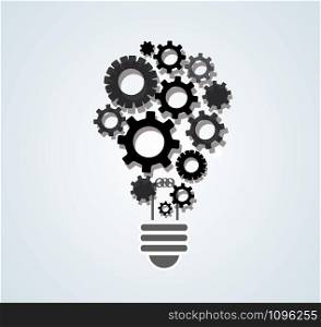 gears in light bulb shape , abstract gears concept of thinking