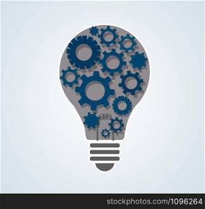 gears in light bulb shape , abstract gears concept of thinking